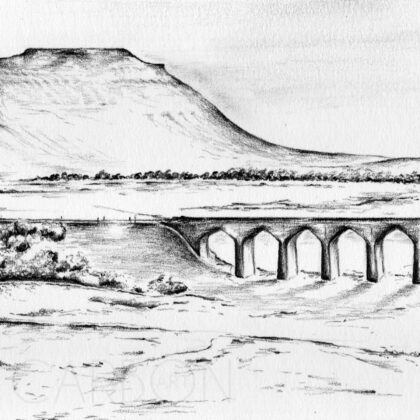 Ingleborough & Ribblehead Viaduct Yorkshire Art Print by Carbon Art