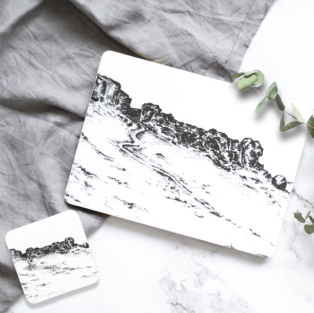 Cow and Calf Rocks Placemat and Coaster Gift Set